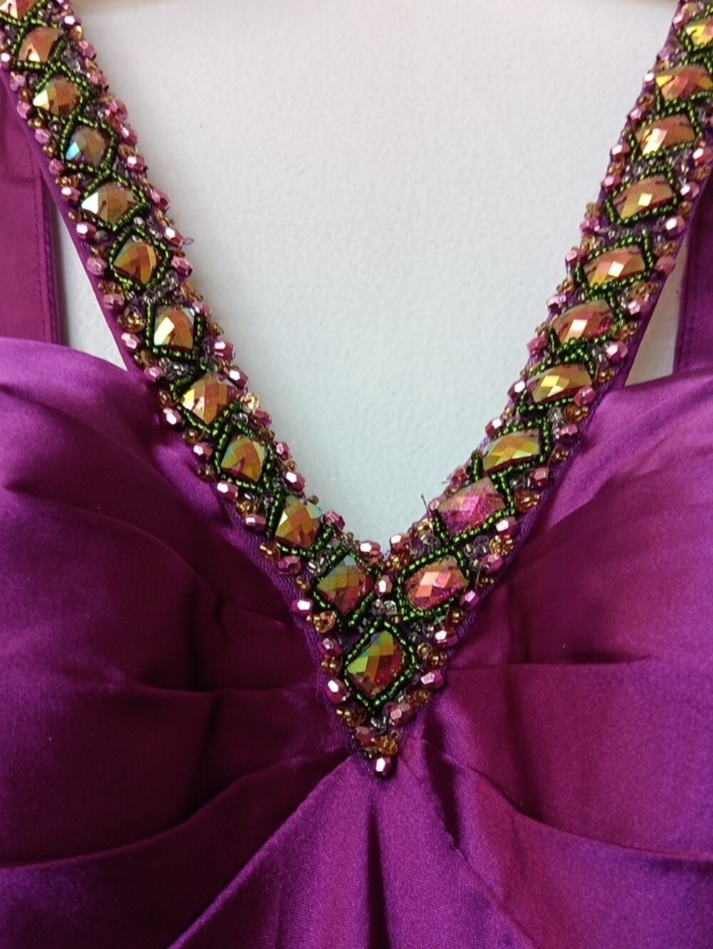 Vintage Faviana Plum Purple Beaded-Strap Maxi Gown - Picture 7 of 10